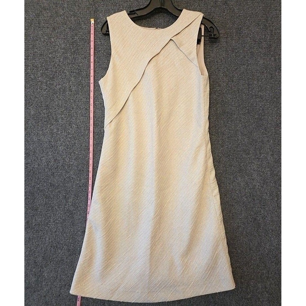 Banana Republic Dress Womens 10 Beige Metallic Sheath Sleeveless Party Cocktail
